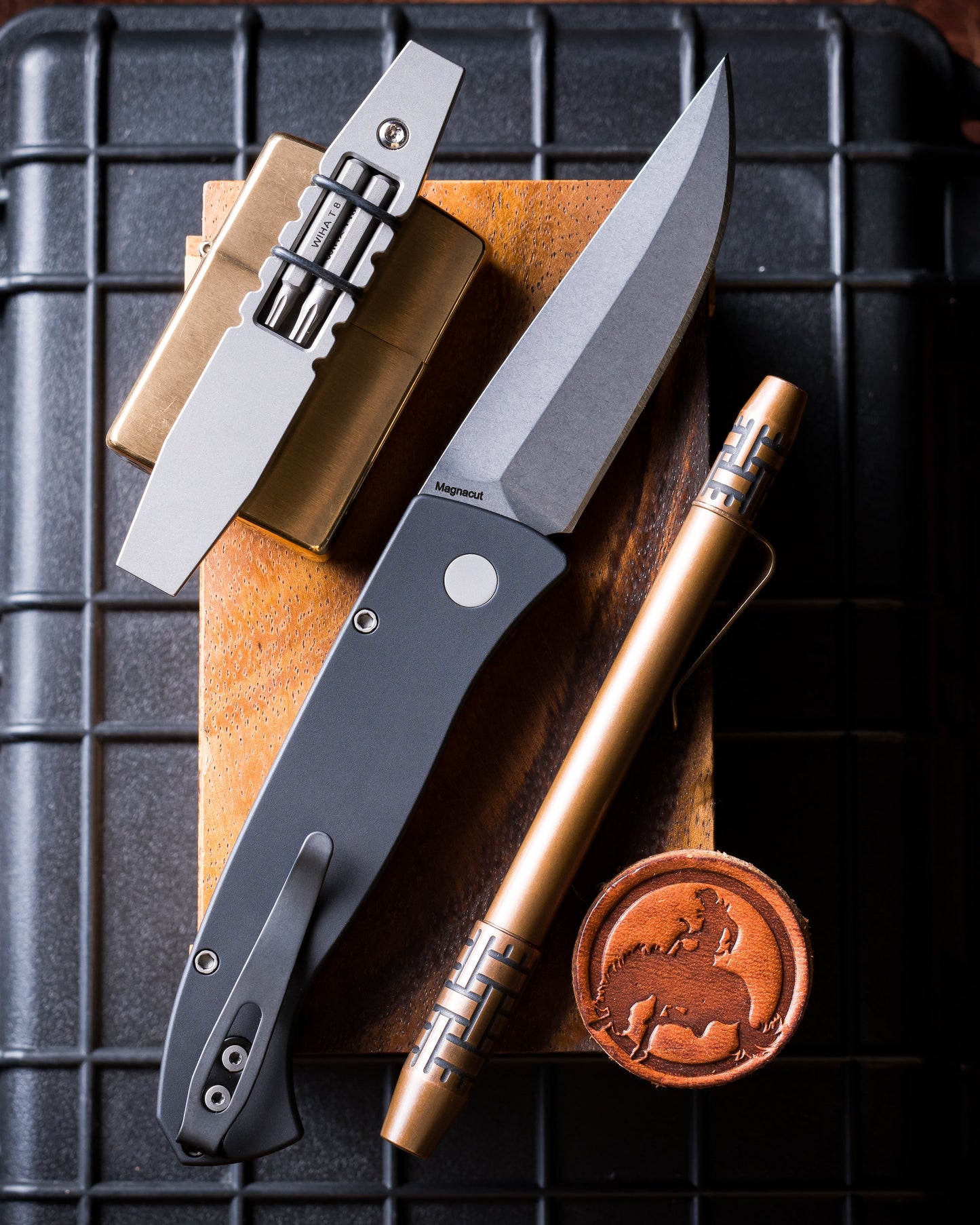 Pro-Tech WB1101 Brend Classic Auto - Black Handles - Stonewash Magnacut Blade - Blasted Hardware