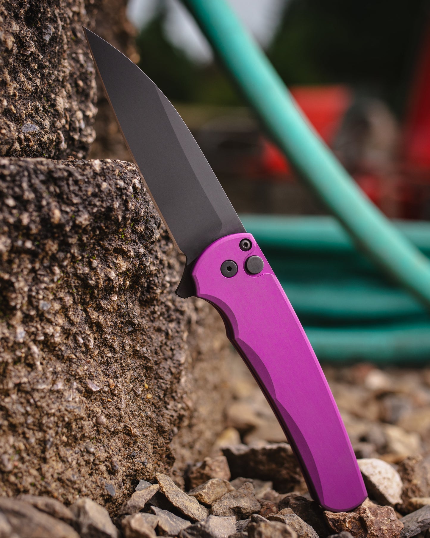 Pro-Tech 5303.Purple Malibu - Purple Handle - DLC Black Magnacut Wharncliffe Blade