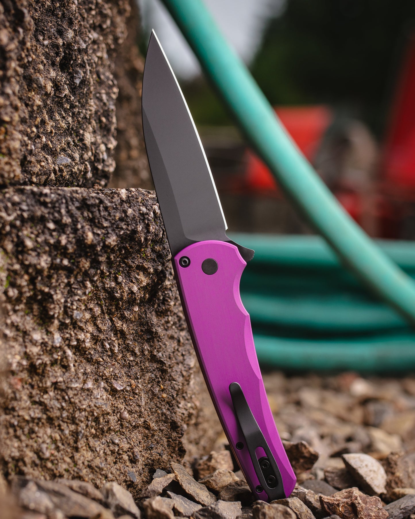 Pro-Tech 5303.Purple Malibu - Purple Handle - DLC Black Magnacut Wharncliffe Blade