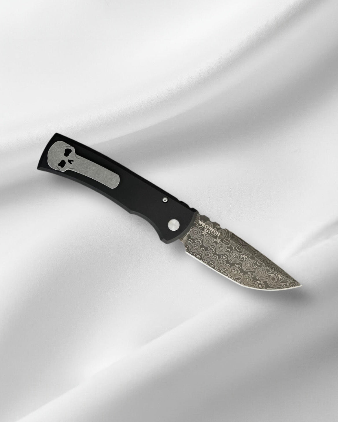 Pro-Tech-Chaves x Pro-Tech 229 Redencion Auto - Black Handles - Damascus Drop Point Blade-2-Urban Cutlery