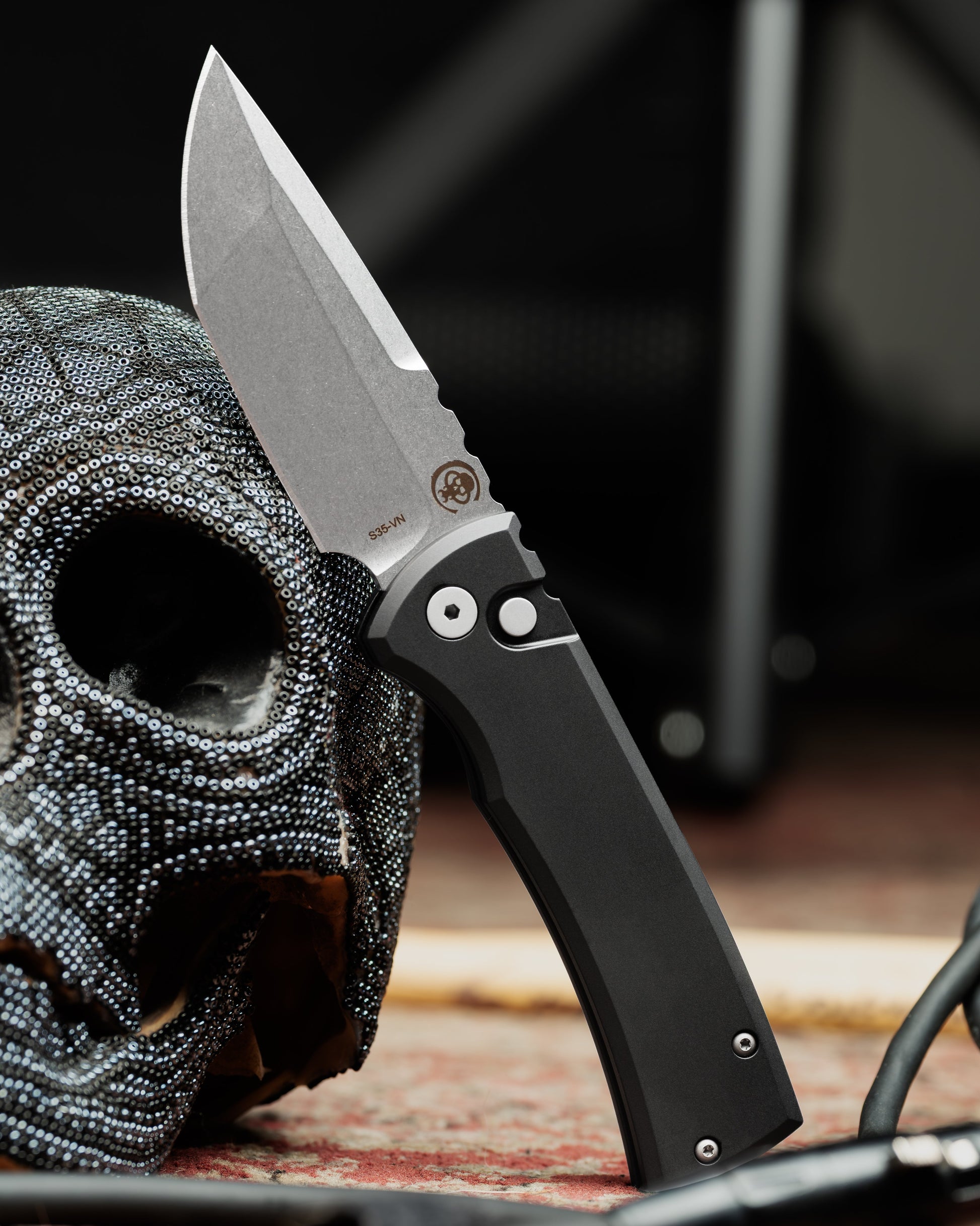 Pro-Tech-Chaves x Pro-Tech 229 Redencion Auto - Black Handles - Stonewash Tanto S35vn Blade-4-Urban Cutlery