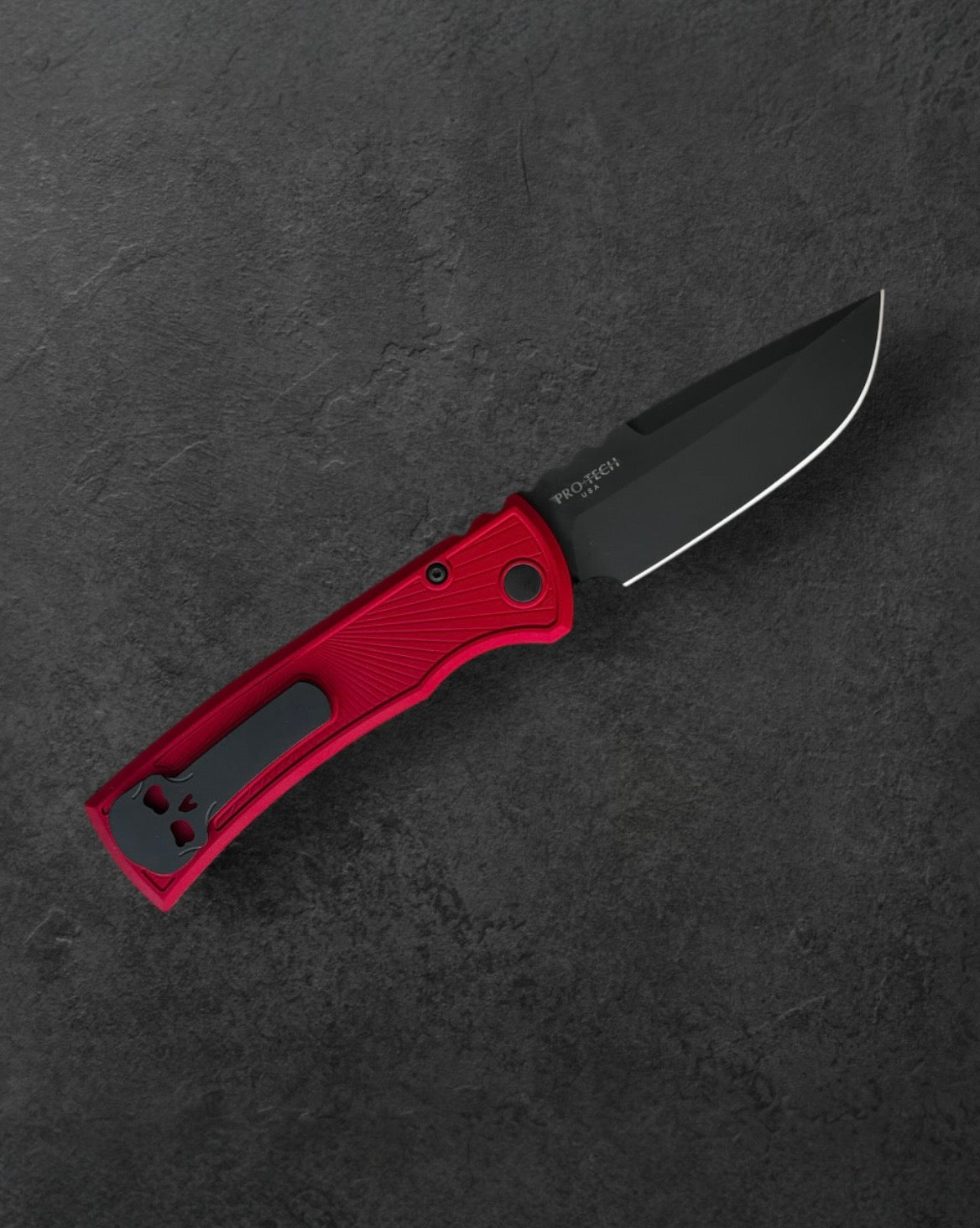 Pro-Tech-Chaves x Pro-Tech 229 Redencion Auto - Red Key Milled Handles - DLC Black Drop Point S35vn Blade-2-Urban Cutlery