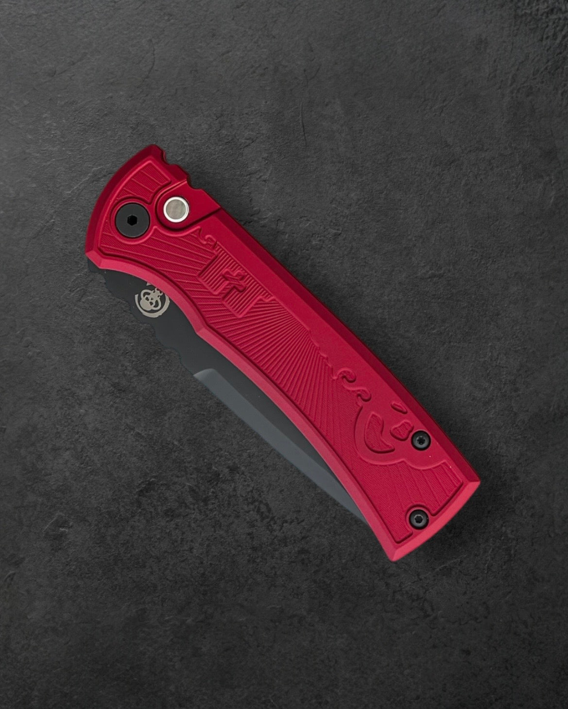 Pro-Tech-Chaves x Pro-Tech 229 Redencion Auto - Red Key Milled Handles - DLC Black Drop Point S35vn Blade-3-Urban Cutlery