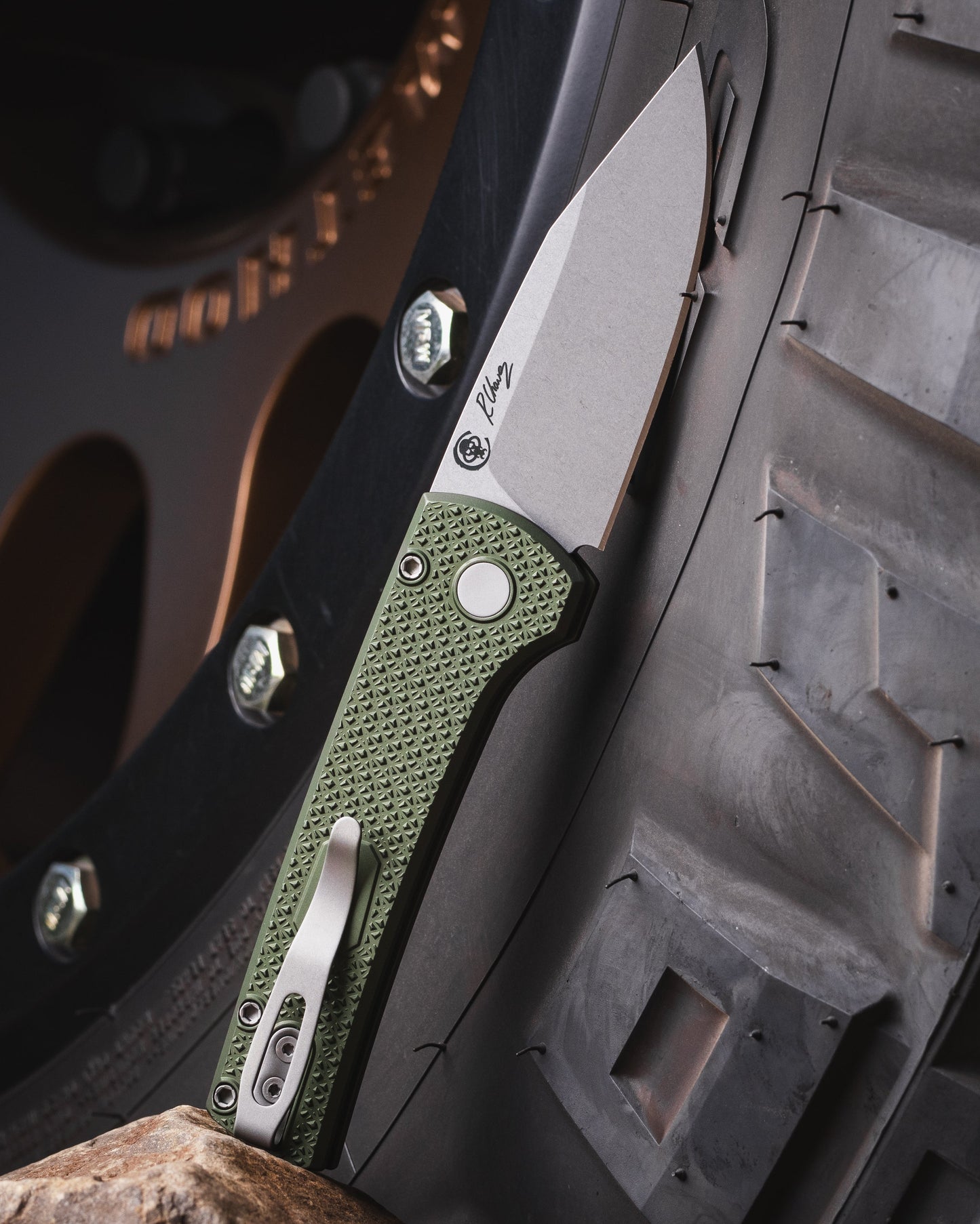 Pro-Tech-Chaves x ProTech Scapegoat RCS1105.Green Auto - Carbide Textured Green Handles - Stonewash MAGNAMAX Blade-2-Urban Cutlery