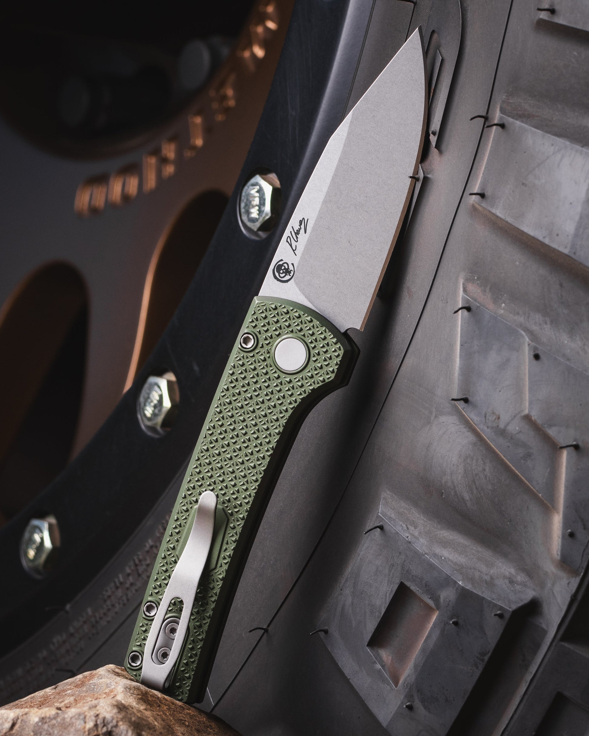Pro-Tech-Chaves x ProTech Scapegoat RCS1105.Green Auto - Carbide Textured Green Handles - Stonewash MAGNAMAX Blade-2-Urban Cutlery