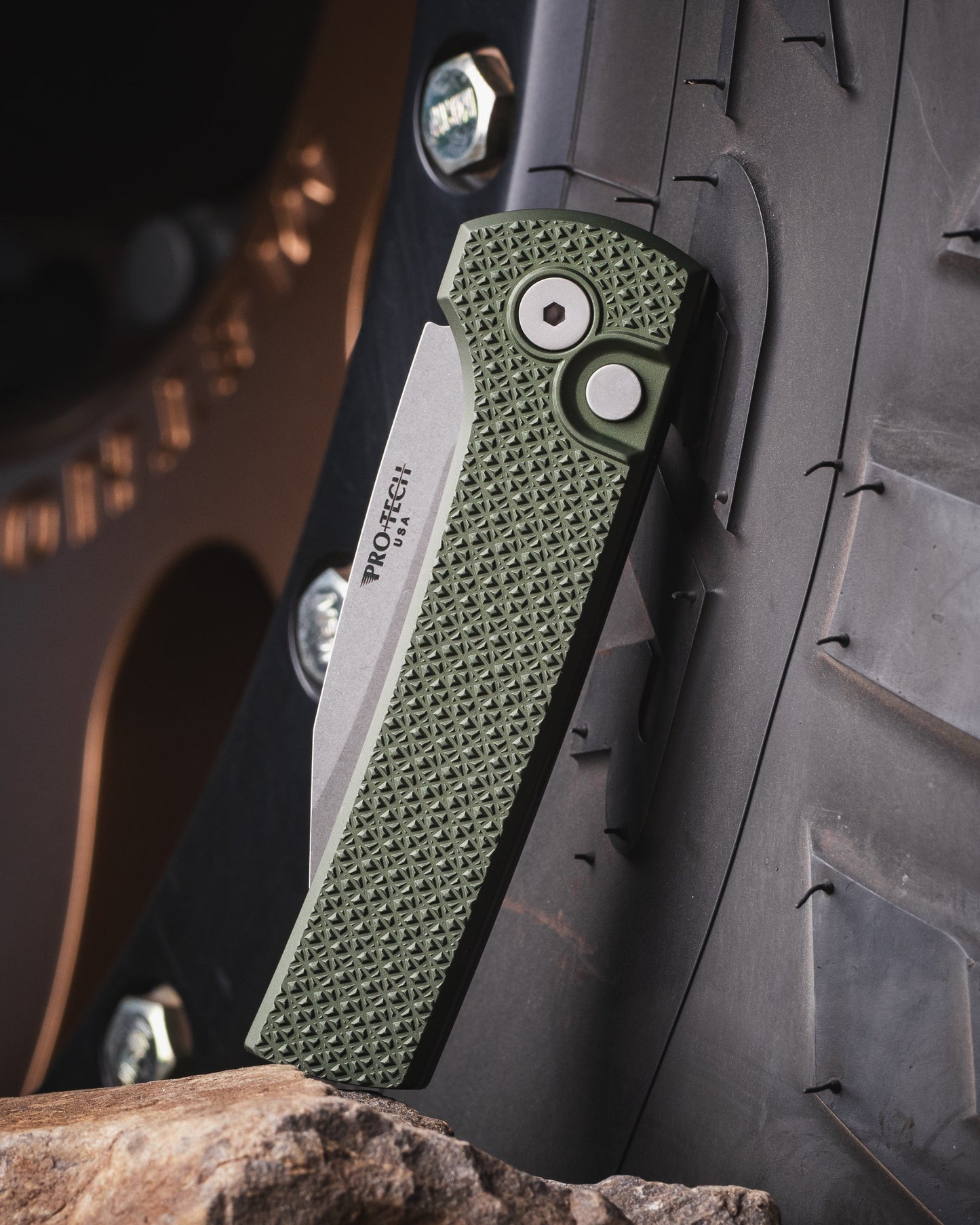 Pro-Tech-Chaves x ProTech Scapegoat RCS1105.Green Auto - Carbide Textured Green Handles - Stonewash MAGNAMAX Blade-3-Urban Cutlery