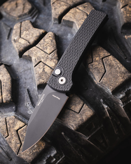 Pro-Tech-Chaves x ProTech Scapegoat RCS1106 Auto - Carbide Textured Black Handles - DLC Black MAGNAMAX Blade-1-Urban Cutlery