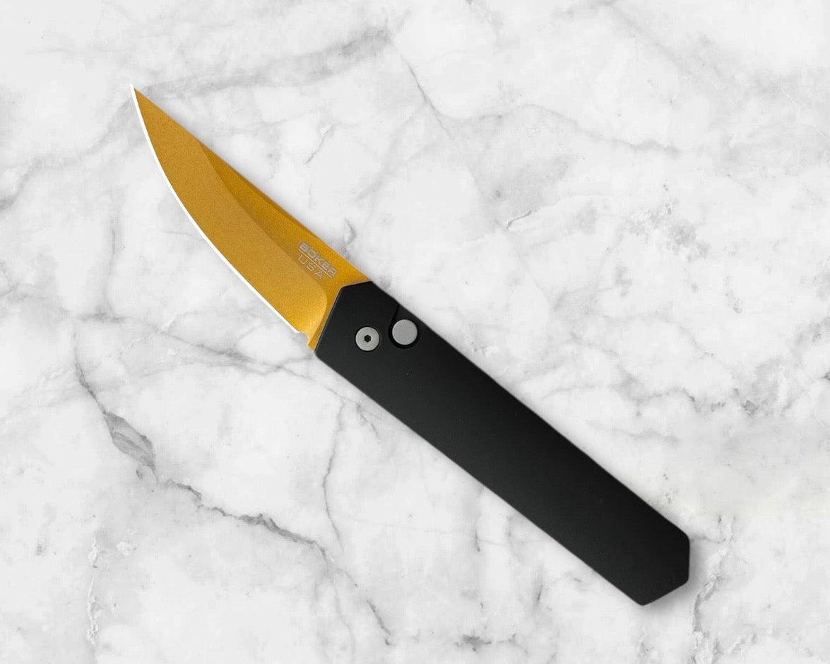 Pro-Tech-Pro-Tech 2025 F&F Show Exclusive Boker Burnley Kwaiken AUTO - Black Aluminum Handle - Tan 154CM Kwaiken Blade-2-Urban Cutlery