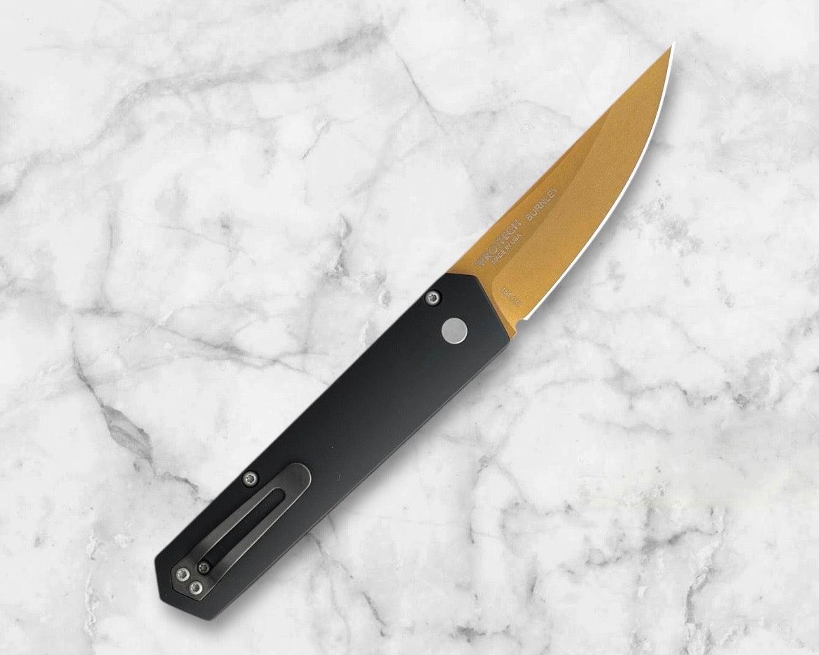 Pro-Tech-Pro-Tech 2025 F&F Show Exclusive Boker Burnley Kwaiken AUTO - Black Aluminum Handle - Tan 154CM Kwaiken Blade-3-Urban Cutlery
