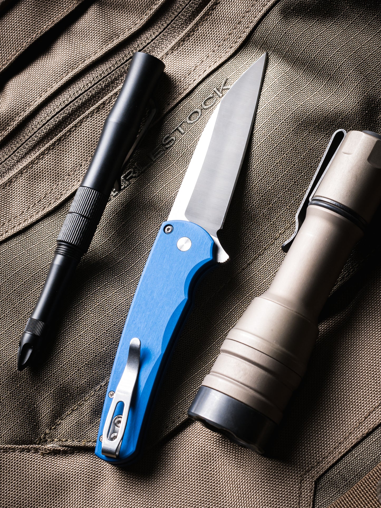 Pro-Tech-Pro-Tech 5300.LTD.Blue Malibu - Blue Handle - Machine Satin Magnacut Wharncliffe Blade - White Pearl Button - Satin Hardware-4-Urban Cutlery