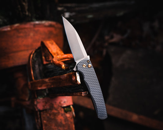 Pro-Tech-Pro-Tech 5336.LTD.SG.RGH Malibu - Black 7075 "Dragon Scale" Handle - Smoky Grey Wharncliffe Magnacut Blade - Rose Gold Hardware - Black Clip-1-Urban Cutlery