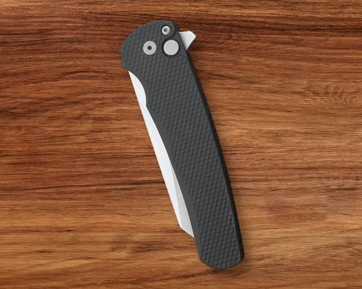 Pro-Tech-Pro-Tech 5405 Malibu - Textured Black Handle - Stonewash Reverse Tanto Magnacut Blade-12-Urban Cutlery