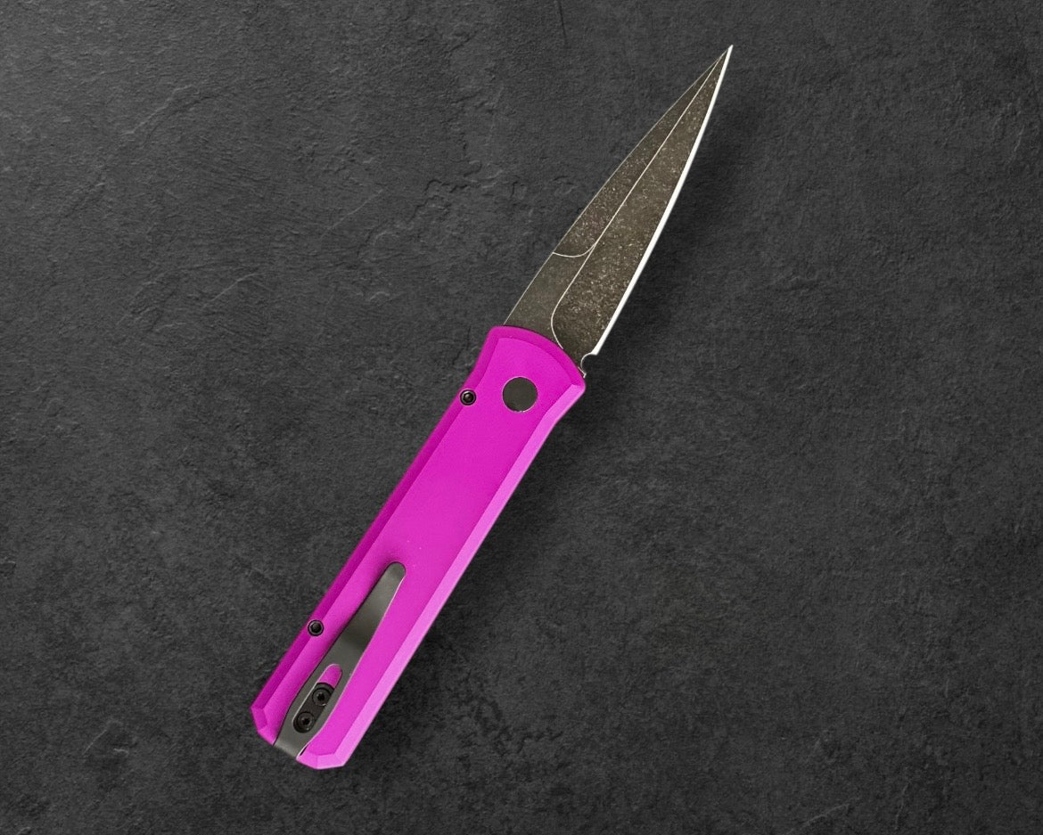 Pro-Tech-Pro-Tech 7211.Marble.CF.Purple.DLCW Godson AUTO - Purple with Marble Carbon Fiber inlay Handles - DLC Wash 20CV Blade - Black Lip Pearl Button-3-Urban Cutlery