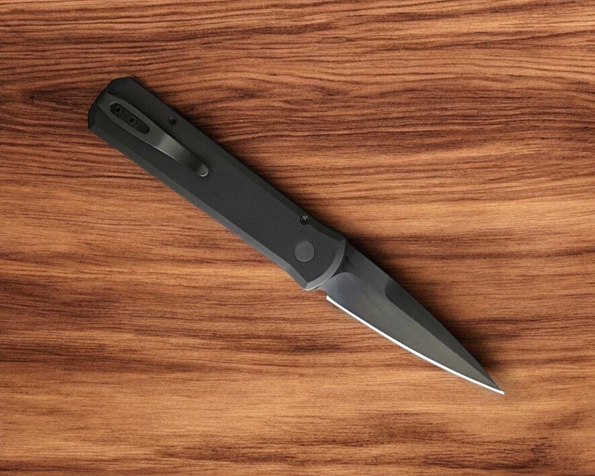 Pro-Tech-Pro-Tech 7214.Violet.CF.20CV Godson AUTO - Violet Marble Carbon Fiber Inlay Handles - DLC Satin 20CV Blade - Black Lip Pearl Button-3-Urban Cutlery