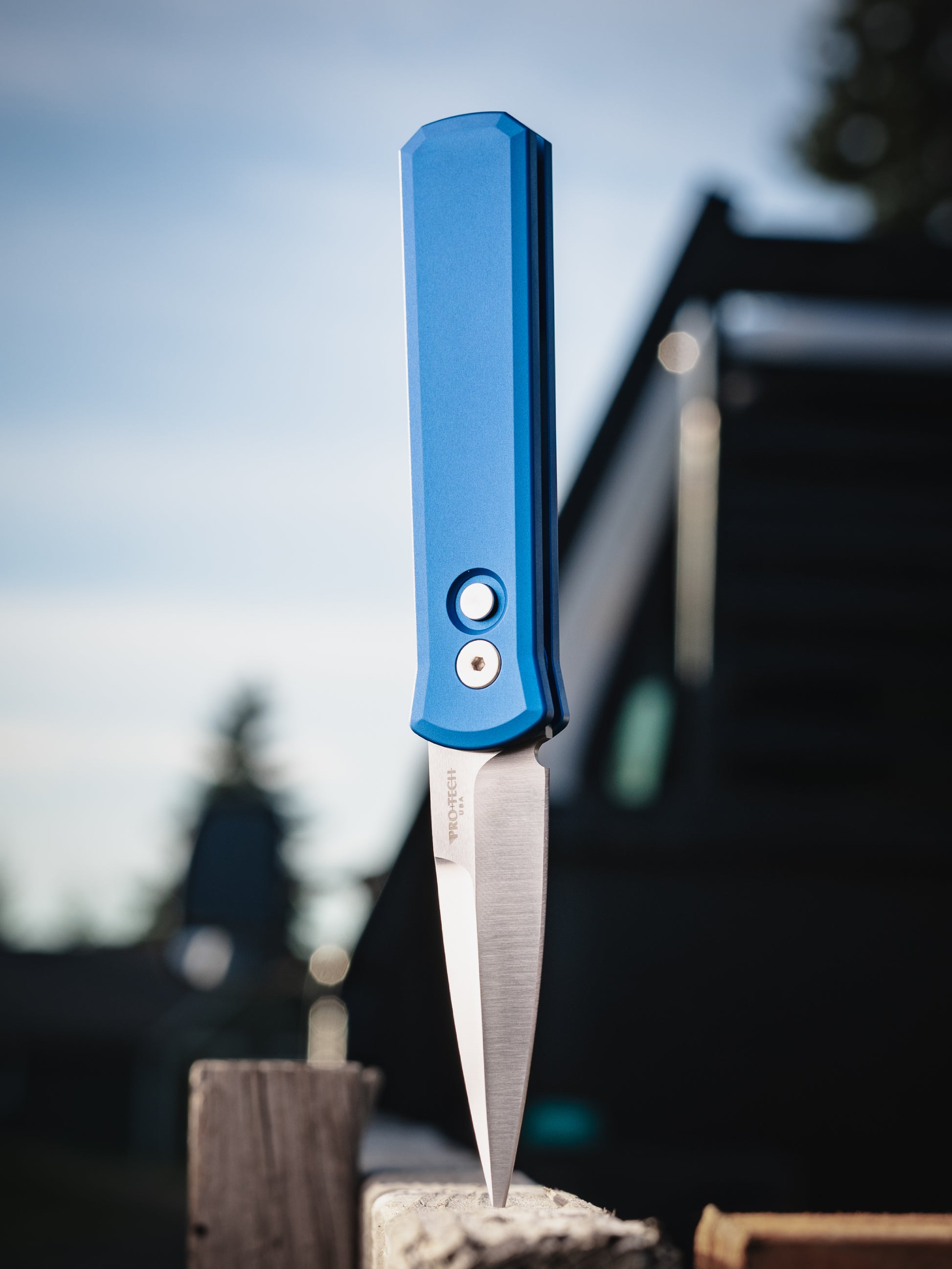 Pro-Tech-Pro-Tech 721.Satin.Blue Godson AUTO - Solid Dark Blue Handles - Satin 154CM Blade-4-Urban Cutlery