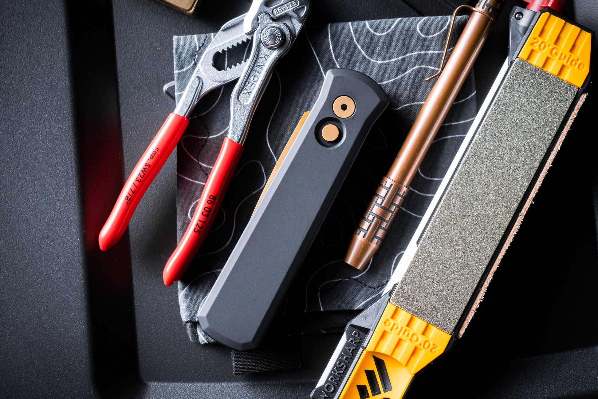 Pro-Tech-Pro-Tech 721.TAN Godson AUTO - Solid Black Handles - Tan PVD 154CM Blade - Matching Tan PVD Hardware-5-Urban Cutlery