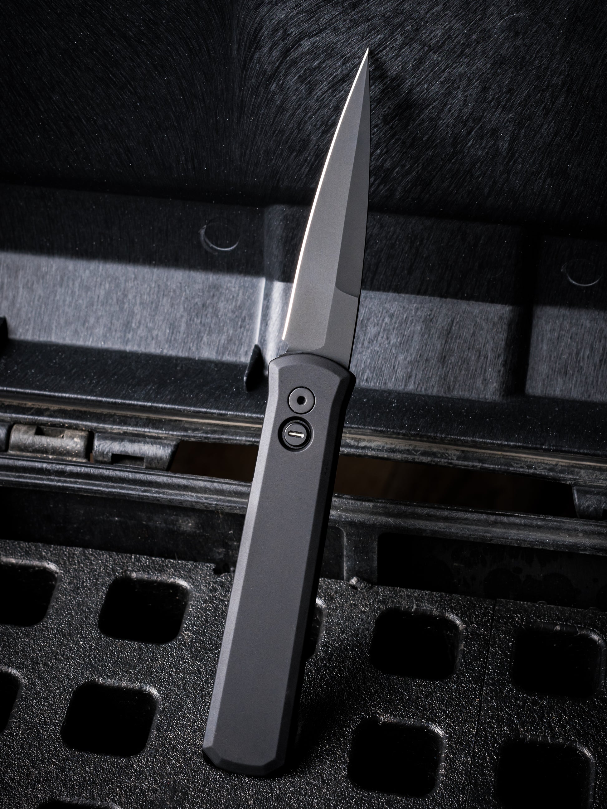 Pro-Tech-Pro-Tech 921.Operator Godfather OPERATOR EDITION AUTO - Black Handles - Sterile Black 154CM Blade - Tritium Inlay Button - All Black Hardware-4-Urban Cutlery