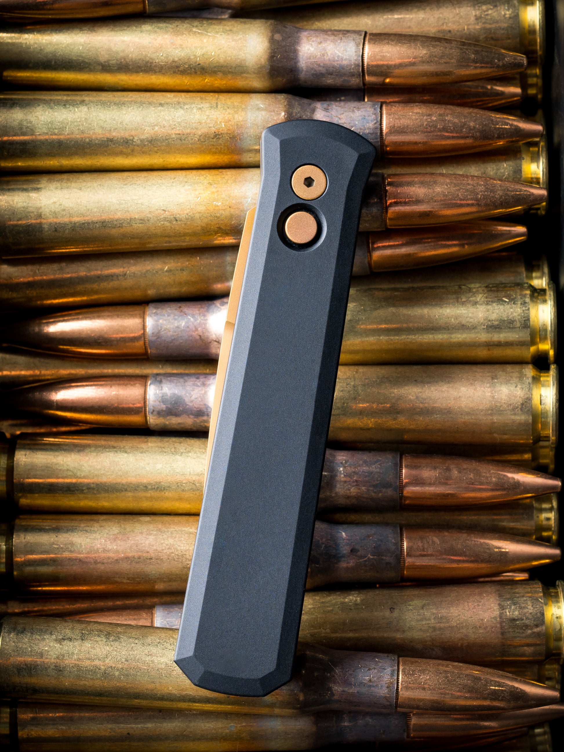 Pro-Tech-Pro-Tech 921.TAN Godfather - Black Handles - Tan PVD 154CM Blade - Matching Tan Hardware-3-Urban Cutlery