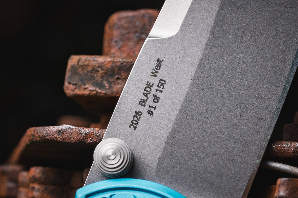 Pro-Tech-Pro-Tech BSW26.INT.1 Blade Show West 2026 Exclusive TR-3 INTEGRITY Manual - Relic Textured Tiffany Blue Handle - Stonewash MAGNACUT Blade - White Pearl Button - Satin Hardware /150-3-Urban Cutlery