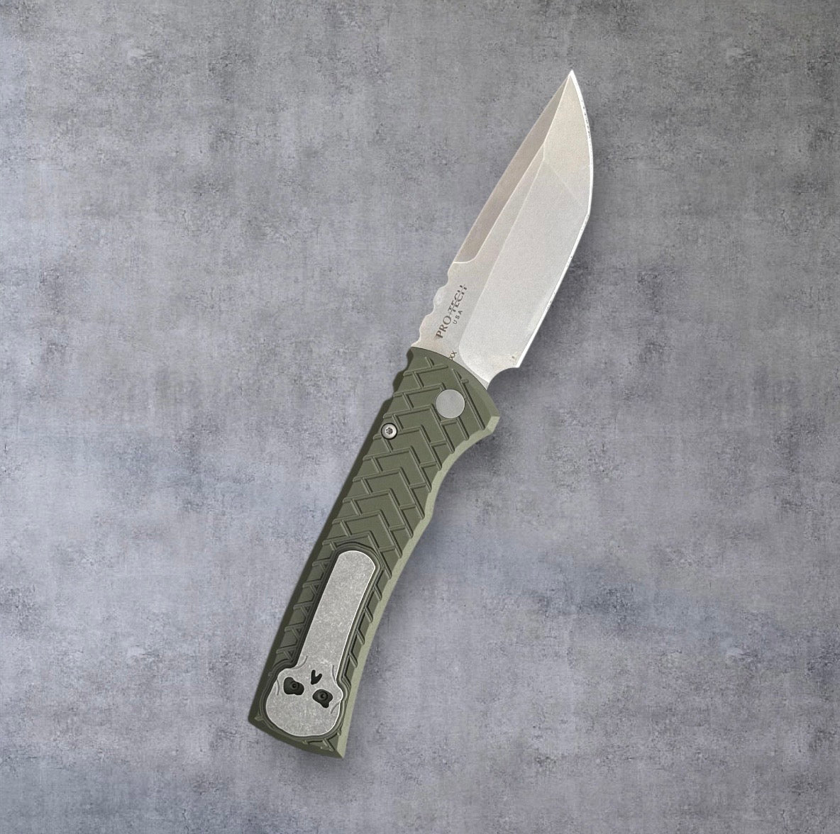 Pro-Tech-Pro-Tech Chaves Redencion Auto "Factory Seconds" - Green TREAD Handles - Stonewash S35vn Blade-3-Urban Cutlery