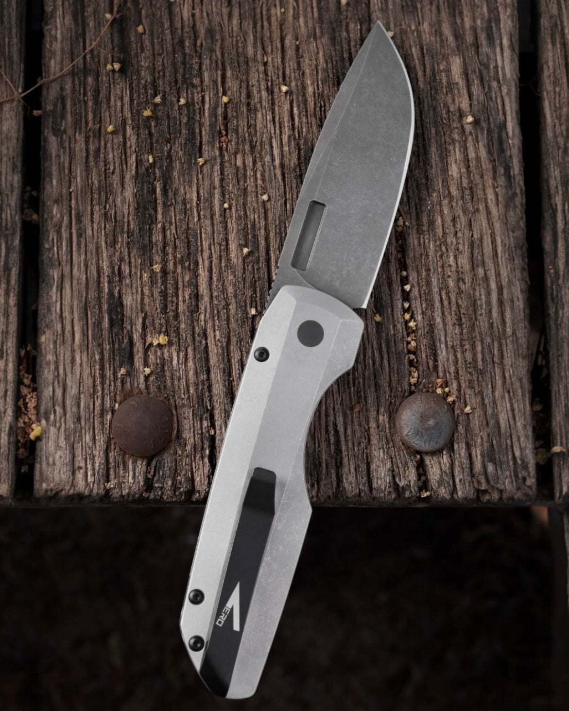 Pro-Tech-Pro-Tech Custom Vero Synapse 2 (2026 Synapse Custom 003) Auto - 2-Tone Blasted/Tumbled Hardened 17-4 Steel Handle - Acid Wash MAGNAMAX Blade - White Pearl Button - Black Hardware - DLC Black Machined Clip-3-Urban Cutlery