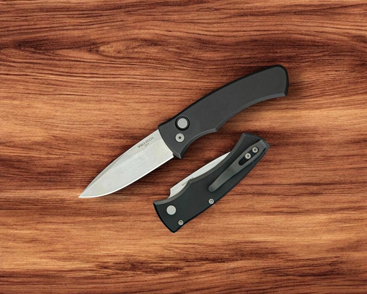 Pro-Tech-Pro-Tech DUKE2101 Duke AUTO - Black 6061 Aluminum Handle - Stonewash Magnacut Blade - Blasted Hardware - Black Clip-4-Urban Cutlery