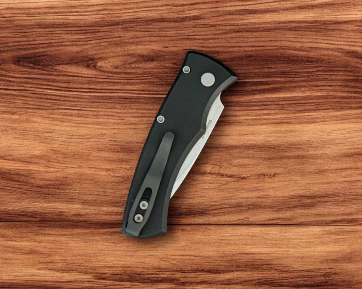 Pro-Tech-Pro-Tech DUKE2101 Duke AUTO - Black 6061 Aluminum Handle - Stonewash Magnacut Blade - Blasted Hardware - Black Clip-8-Urban Cutlery