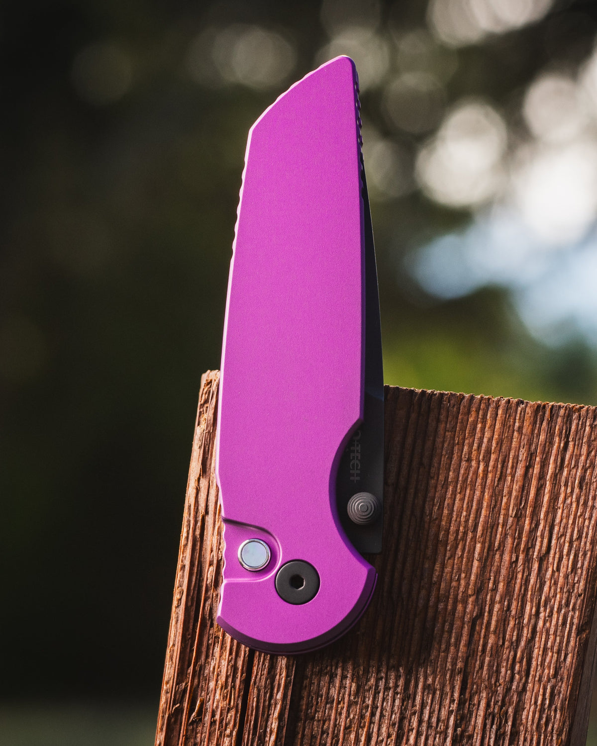Pro-Tech-Pro-Tech INT1103.LTD.Purple TR-3 INTEGRITY Manual - Solid Purple Handle - DLC Black MAGNACUT Blade - Black Lip Pearl Button - Black Hardware-2-Urban Cutlery