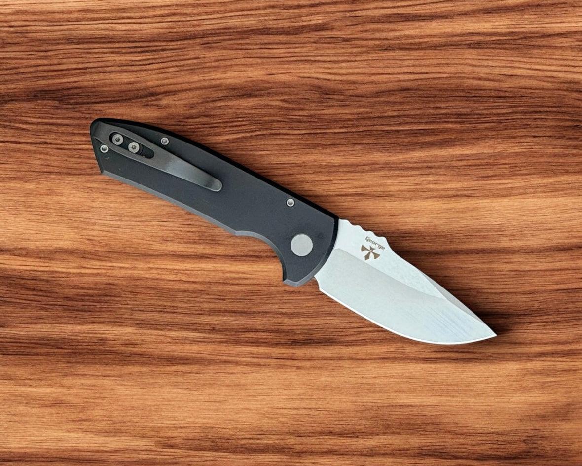 Pro-Tech-Pro-Tech Les George LG405 SBR AUTO - Machined Texture Black Handle - s35vn Blade - Blasted Hardware-3-Urban Cutlery