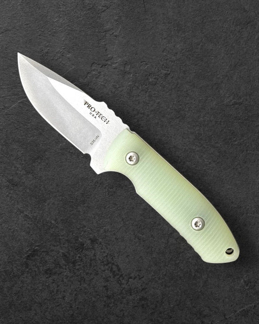 Pro-Tech-Pro-Tech Les George SBR Fixed Blade - Protech Les George SBR (Short Bladed Rockeye) Fixed Blade - 2 Tone Stonewash S35vn Blade - Natural G10 Handles - Kydex Sheath Included-1-Urban Cutlery
