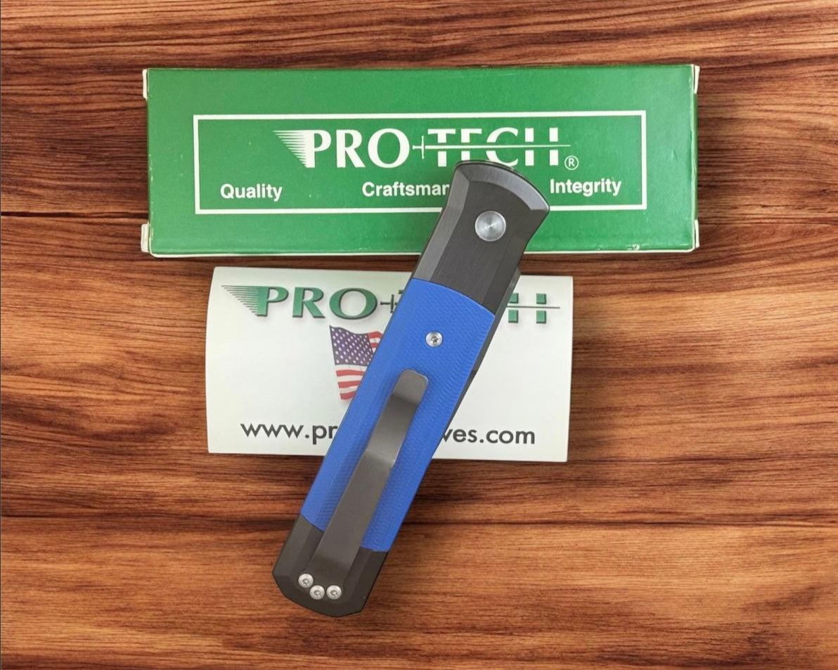 Pro-Tech-Pro-Tech Ltd Edition Godfather AUTO - Black Aluminum and Blue G10 Handle - DLC Black 154CM Blade-4-Urban Cutlery