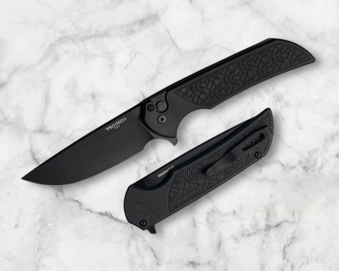 Pro-Tech-Pro-Tech MX106.Nexus Nexus Mordax - "Nexus" Textured Black Handle - DLC Black Magnacut Blade - DLC Black Mini Deep Carry Clip-1-Urban Cutlery