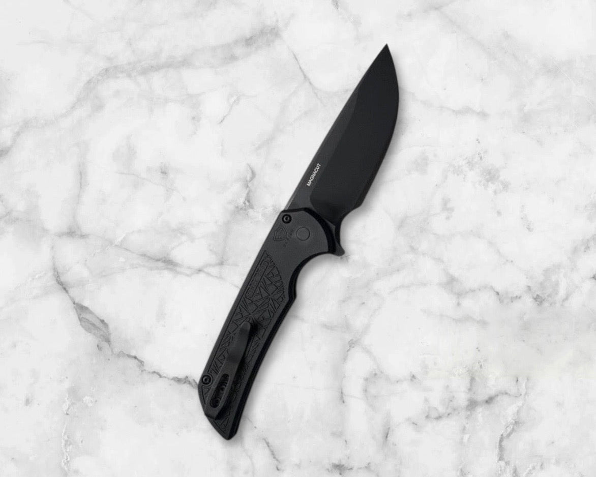 Pro-Tech-Pro-Tech MX106.Nexus Nexus Mordax - "Nexus" Textured Black Handle - DLC Black Magnacut Blade - DLC Black Mini Deep Carry Clip-5-Urban Cutlery
