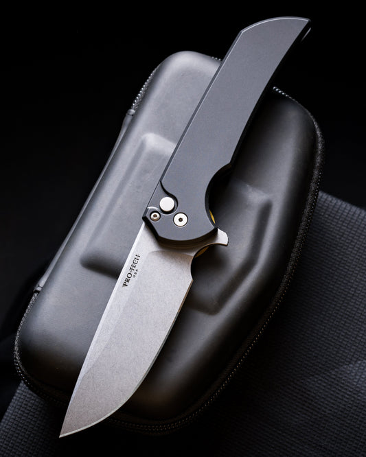 Pro-Tech-Pro-Tech Mordax (MX101) - Black Handle - Stonewash Magnacut Blade - Blasted Mini Deep Carry Clip-1-Urban Cutlery