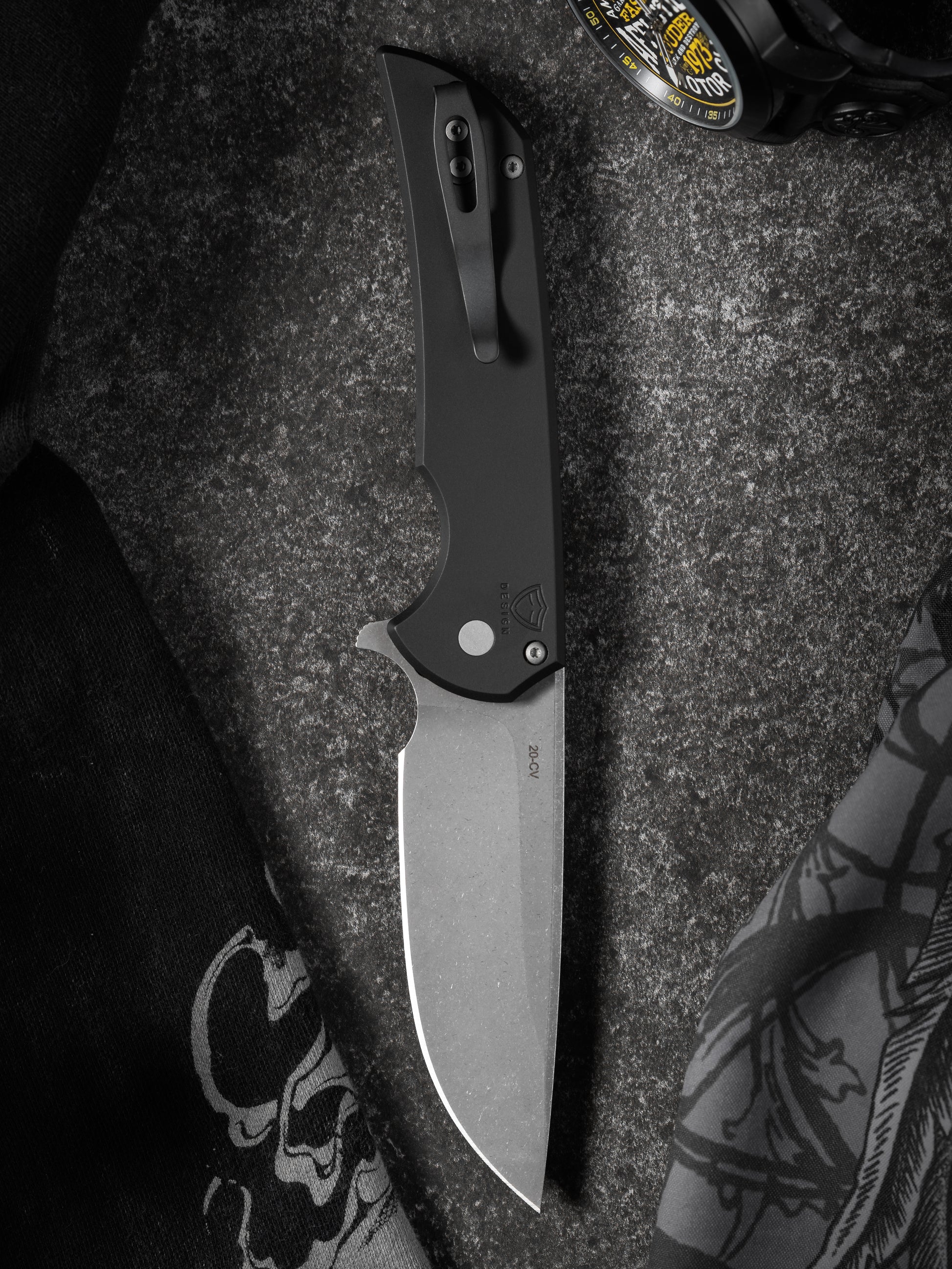 Pro-Tech-Pro-Tech Mordax (MX101.AW.20CV) - Black Handle - Acid Wash 20-CV Blade - Blasted Hardware-3-Urban Cutlery