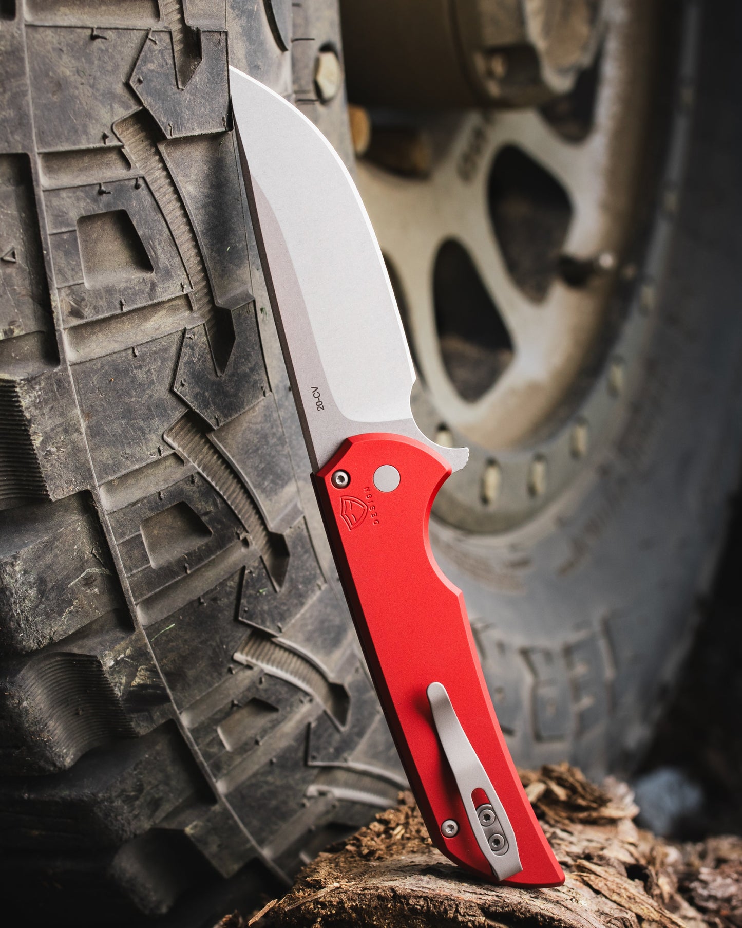 Pro-Tech-Pro-Tech Mordax (MX101.Red.20CV) - Red Handle - Stonewash 20-CV Blade - Blasted Hardware-2-Urban Cutlery