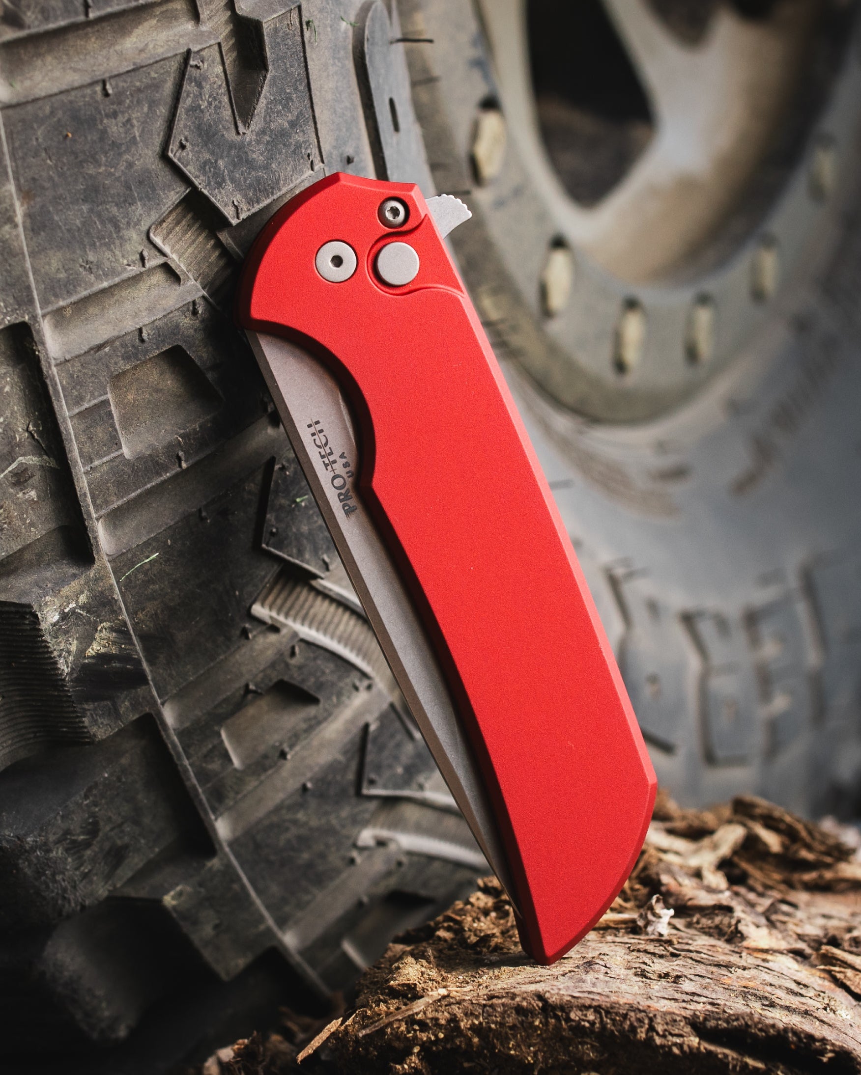 Pro-Tech-Pro-Tech Mordax (MX101.Red.20CV) - Red Handle - Stonewash 20-CV Blade - Blasted Hardware-3-Urban Cutlery