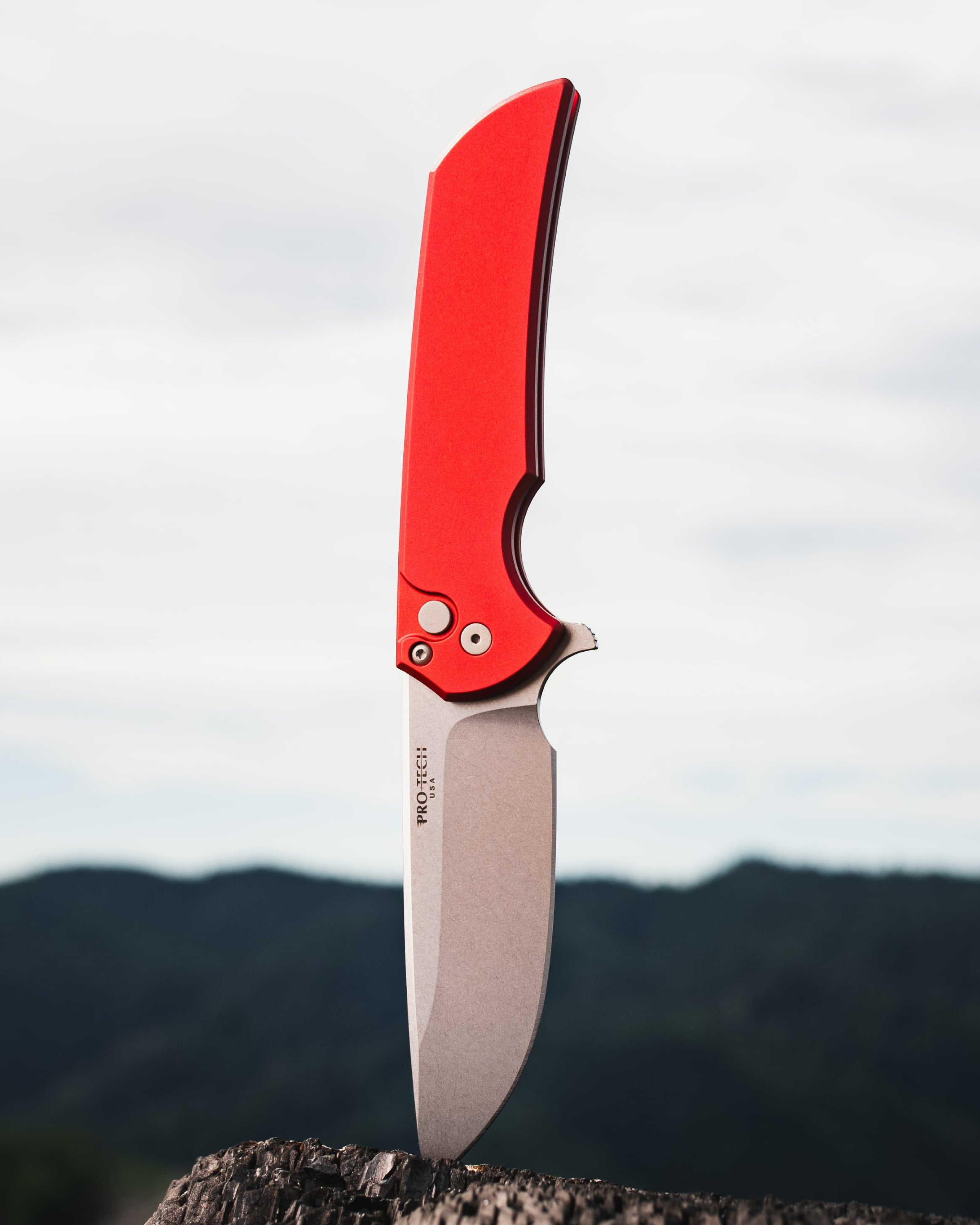 Pro-Tech-Pro-Tech Mordax (MX101.Red.20CV) - Red Handle - Stonewash 20-CV Blade - Blasted Hardware-4-Urban Cutlery