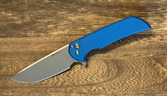 Pro-Tech-Pro-Tech NYC Watch Wind Up Exclusive Mordax - Blue Handle - Stonewash Magnacut Blade - Mosaic Pin Button - Satin Hardware and Accents /30-1-Urban Cutlery