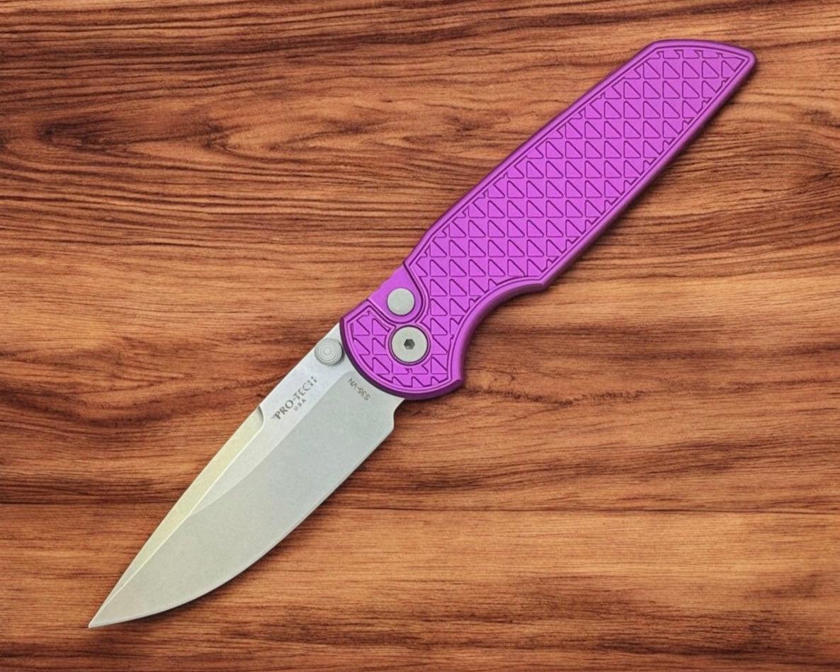 Pro-Tech-Pro-Tech TR-3 INTEGRITY Manual - Relic Textured Purple Handle - Stonewash S35vn Blade - Blasted Wide Deep Carry Clip-2-Urban Cutlery
