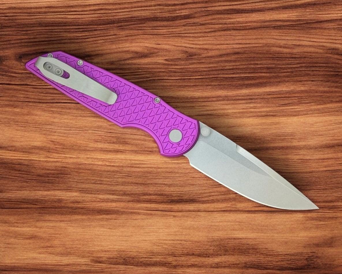 Pro-Tech-Pro-Tech TR-3 INTEGRITY Manual - Relic Textured Purple Handle - Stonewash S35vn Blade - Blasted Wide Deep Carry Clip-3-Urban Cutlery