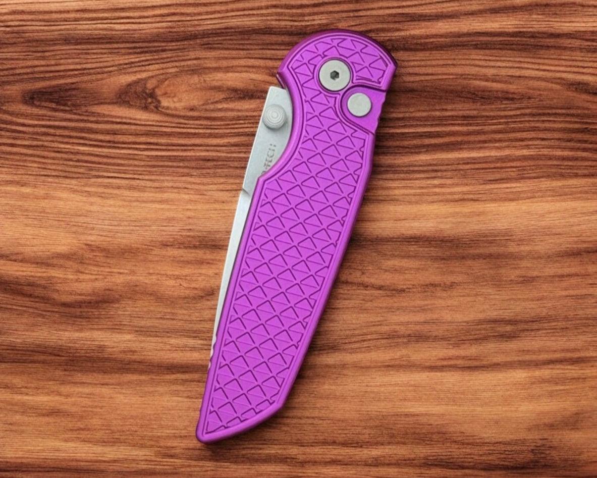Pro-Tech-Pro-Tech TR-3 INTEGRITY Manual - Relic Textured Purple Handle - Stonewash S35vn Blade - Blasted Wide Deep Carry Clip-4-Urban Cutlery