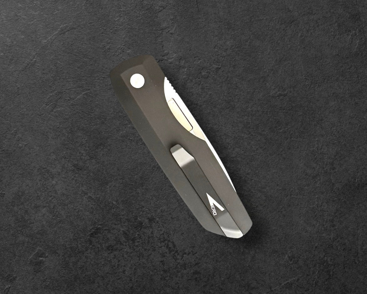 Pro-Tech-Pro-Tech VERO1210-LTD.BLUE.LINEN.MIC Vero Synapse Auto - Black Aluminum and Blue Linen Micarta Handle - Machine Satin Magnacut Blade - White Pearl Button - Satin Hardware - DLC Black Clip-3-Urban Cutlery