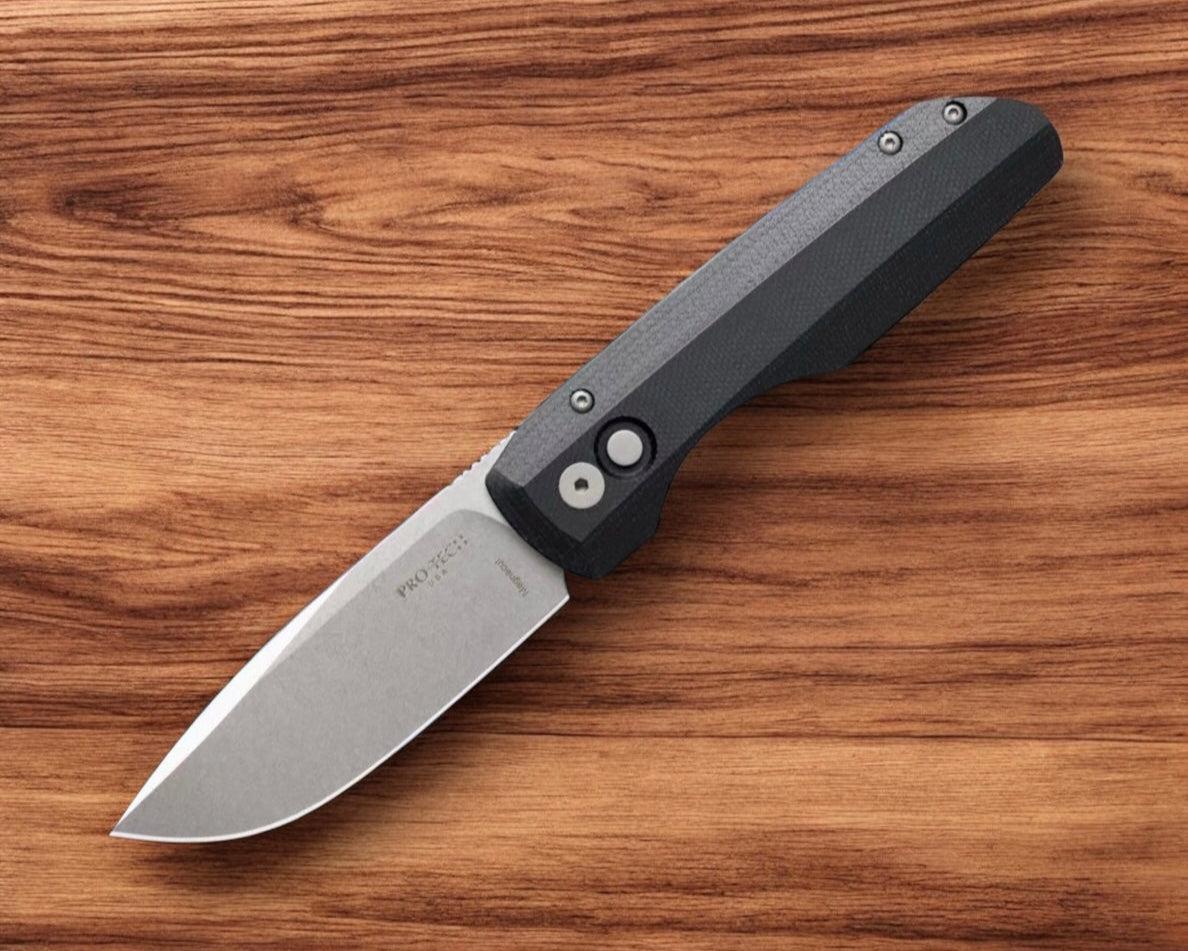 Pro-Tech-Pro-Tech Vero Synapse Auto - Black Aluminum and Micarta Handle - Stonewash Magnacut Blade - Blasted Hardware - Black Signature Vero Clip-2-Urban Cutlery