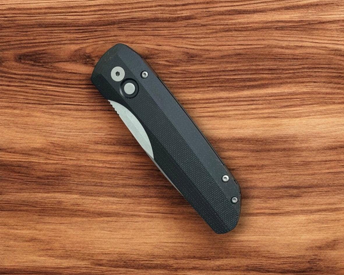 Pro-Tech-Pro-Tech Vero Synapse Auto - Black Aluminum and Micarta Handle - Stonewash Magnacut Blade - Blasted Hardware - Black Signature Vero Clip-4-Urban Cutlery
