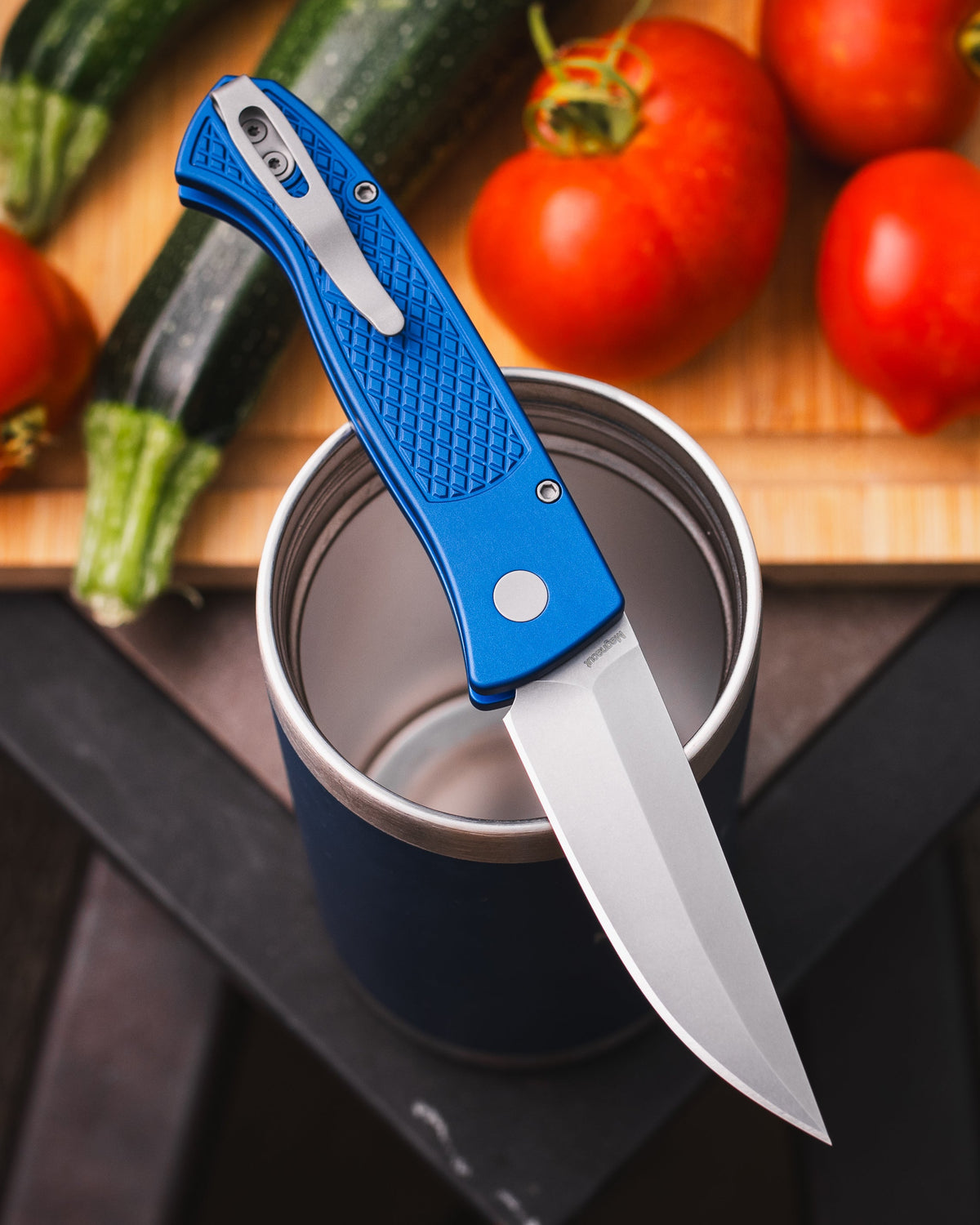 Pro-Tech-Pro-Tech WB1105.Blue Brend Classic Auto - Diamond Textured Blue Handles - Stonewash Magnacut Blade - Blasted Hardware-2-Urban Cutlery