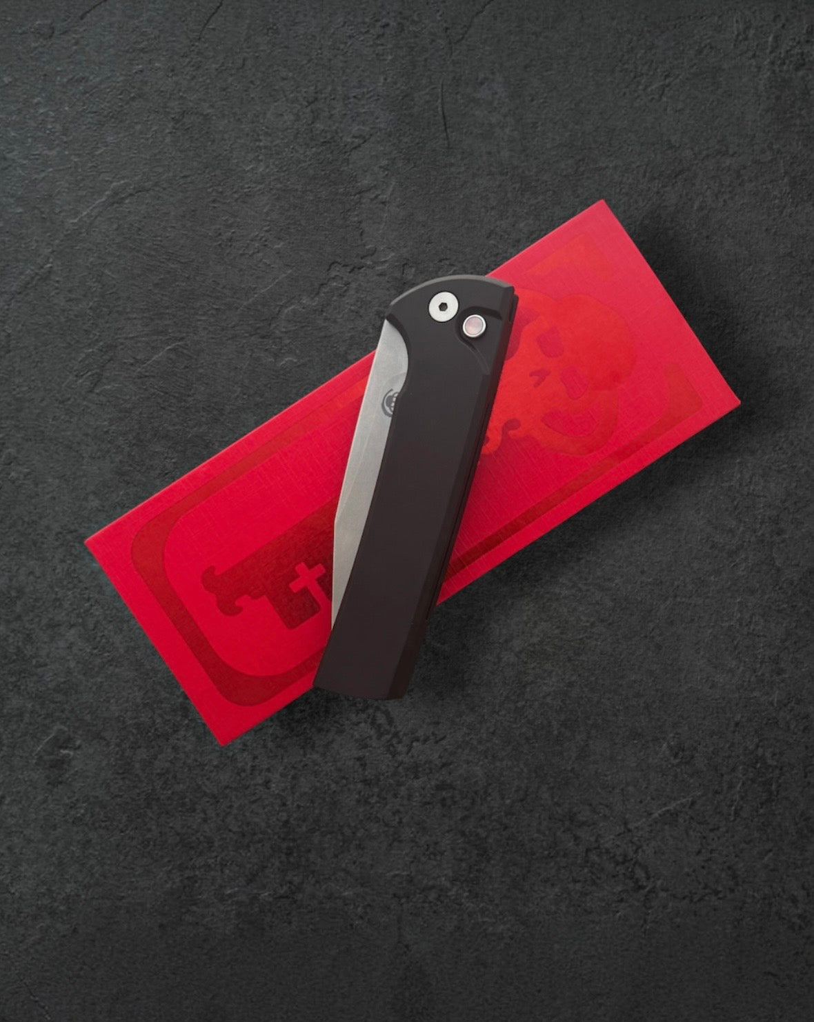 Pro-Tech-Pro-Tech x Chaves BSW26.RCS2101.LTD Blade Show West 2026 Exclusive Scapegoat Full-Size Auto - Black Handles - Stonewash Magnacut Blade - Black Lip Button - Blue Titanium Milled Skull Clip /100-4-Urban Cutlery