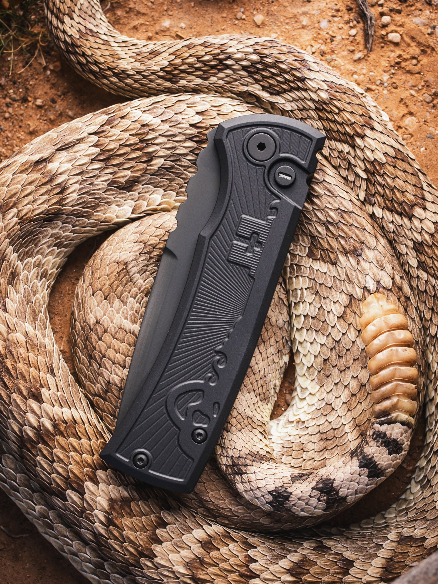 Pro-Tech-Pro-Tech x Chaves RCR2106.Key.Op Blade Show Texas 26 Exclusive 229 Redencion OPERATOR EDITON AUTO - Black Key Milled Handles - Sterile Black Drop Point S35vn Blade - Tritium Button - DLC Black Steel Milled Skull Clip-3-Urban Cutlery