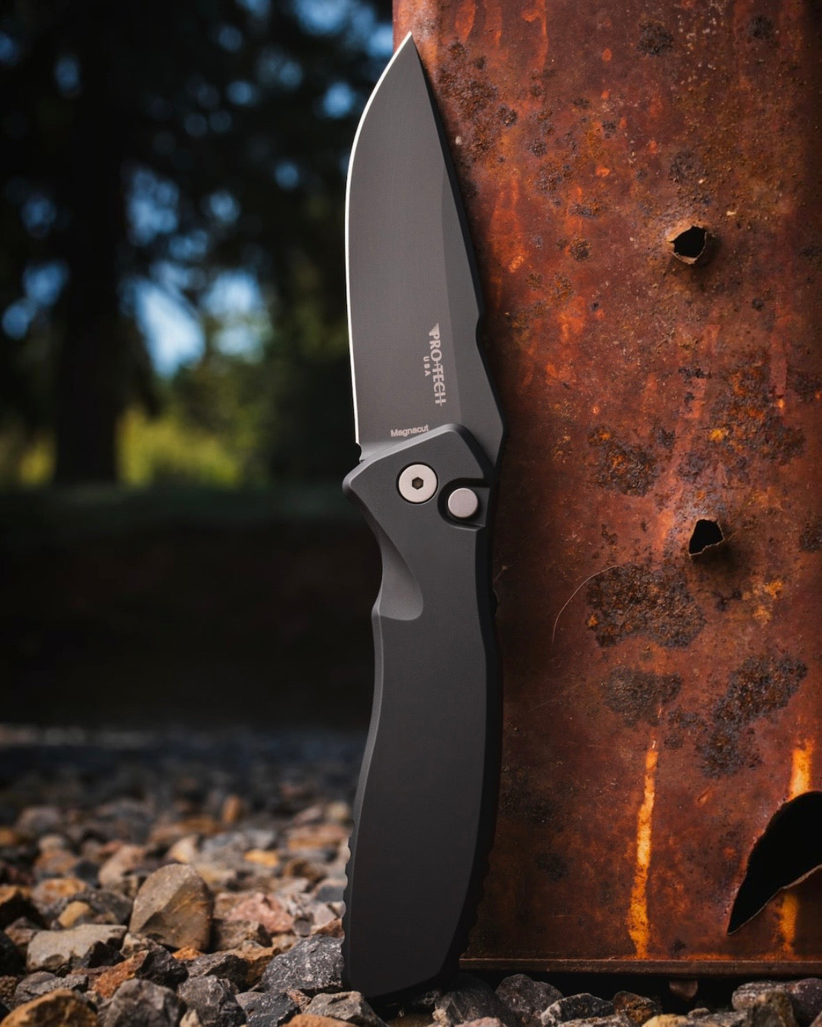 Pro-Tech-ProTech x Spartan Blades Pallas SB1103 Auto - Black Handles - DLC Black Magnacut Blade - Blasted Hardware-1-Urban Cutlery