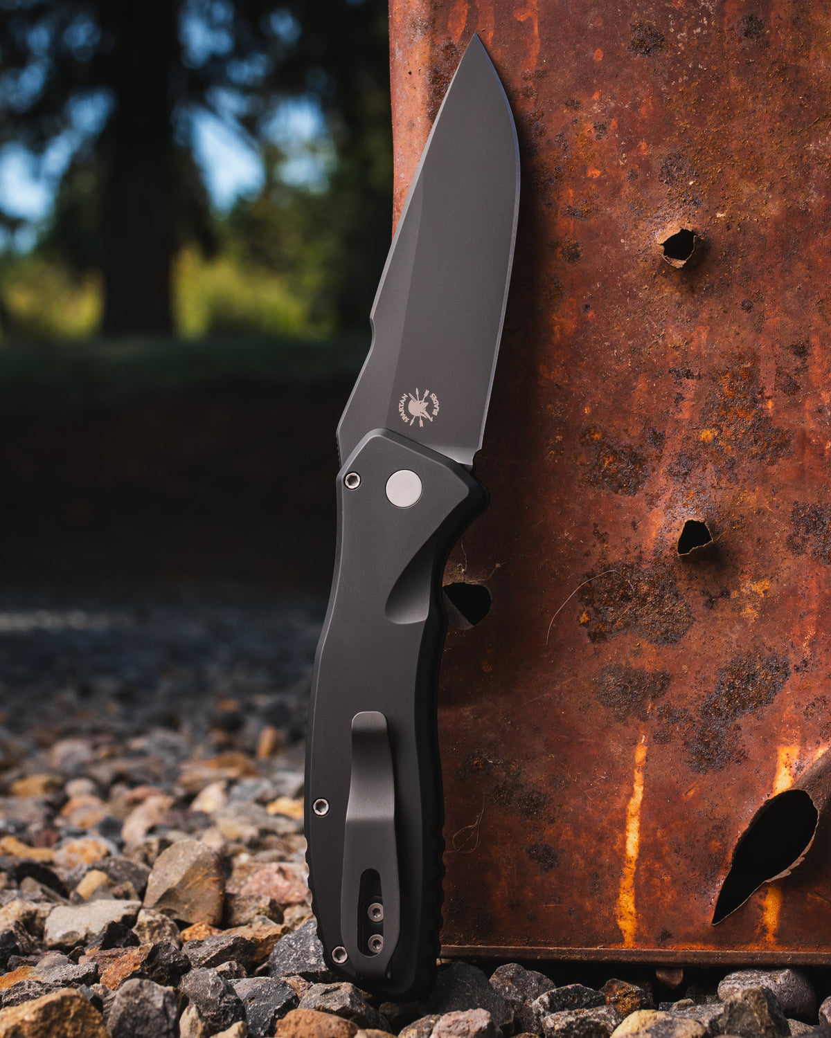 Pro-Tech-ProTech x Spartan Blades Pallas SB1103 Auto - Black Handles - DLC Black Magnacut Blade - Blasted Hardware-2-Urban Cutlery